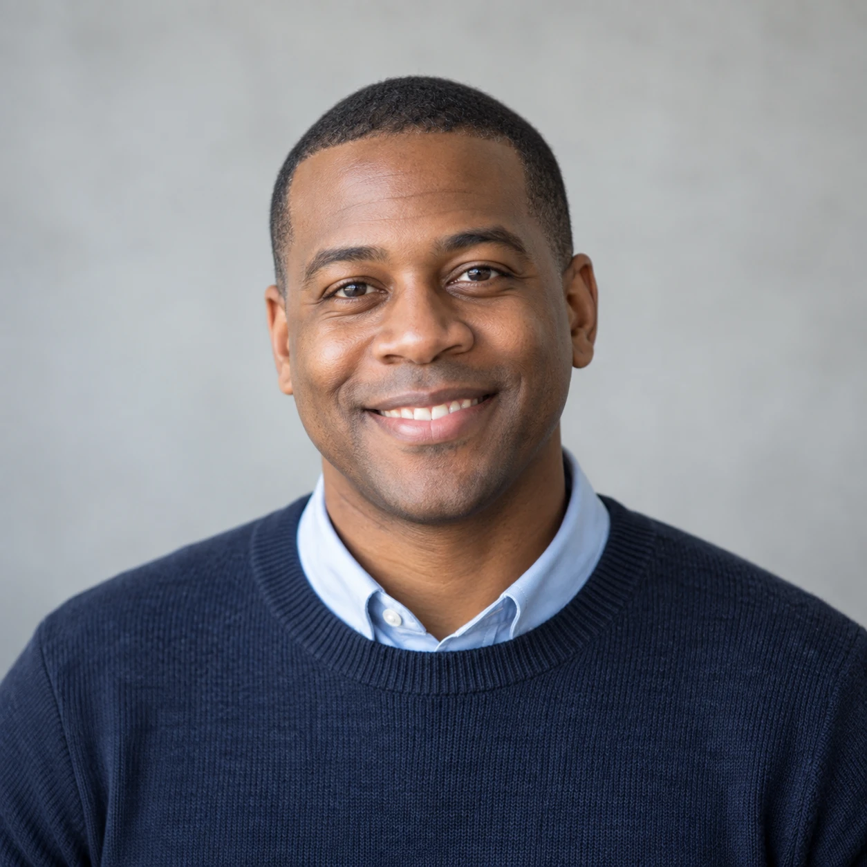 AI-generated portrait of Marcus Reed, fictional demo staff member